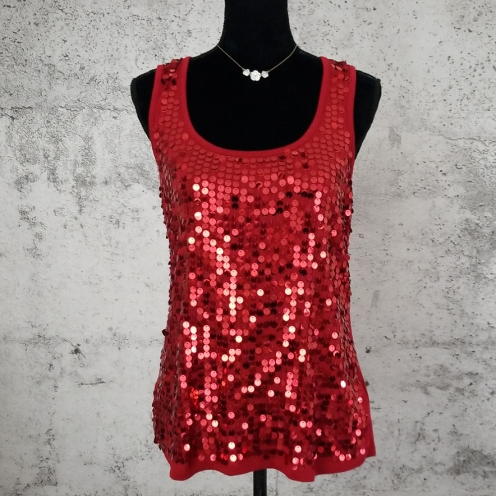 EYESHADOW Sequined Tank Red Large